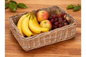 Fruit Display & Storage - Natural Hand Woven Basket Wicker Storage Baskets,rectangular Woven Storage Basket