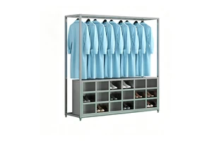 Stainless Steel 18-section Wardrobe for Hanging Clothes, Multi-person Changing Rack, Hat Rack Workshop, Clothes Rack