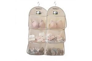 Velcro Mesh Nonwoven Fabric Storage Bag Panda Kitchen Cabinet Door Clothing Storage Wall-Hanging Thickened Large Capacity