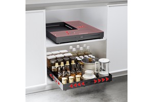 Adjustable Slide Drawers Pull Cabinet Organizer Expandable 3 Rails No Drill Kitchen Pantry Storage Rack Adhesive Roll Shelves