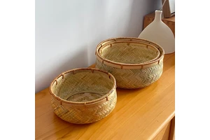 Bamboo Woven Fruit Basket Storage Basket
