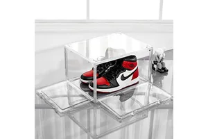 Custom Acrylic 6-Sided Full Hard Shoe Storage Box - Clear Dustproof Stackable Shoe Organizer