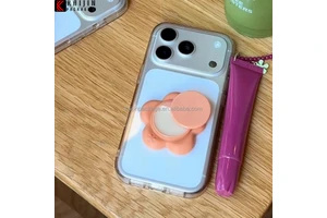 Custom Flower Lipstick Case Mobile Phone Stand Cosmetic Container For Lipstick Blusher Eyeshadow & Powder Lip Balm Container