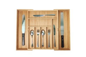WDF Hot Sale Drawer Dividers Organizer Cutlery Silverware Organizer Kitchen Drawer Tray Bamboo Drawer Organizers For House Using