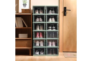Transparent Plastic Foldable Rectangle Shoe Cabinet Customizable Racks Durable Storage Solution For Everyday Office Organizer