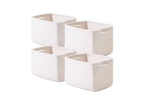 Woven Storage Baskets for Organizing Woven Basket for Storage Bin for Shelves, Cotton Rope Basket with Handles