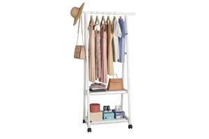 Coat Rack Triangle Coat Rack Floor Standing with Wheels Mobile Multi-layer Storage Rack Simple Modern Clothes Hanger Drying Rack