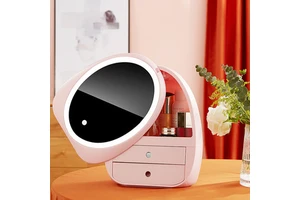 Led Light Cosmetics Storage Box Desktop Dustproof Large Capacity With Mirror Lipstick Makeup Storage Box