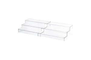 3 Layer Clear Plastic Spice Rack Organizer Stepped for Kitchen Countertop Cabinet Drawer Storing Spice Jars Seasoning Bottles