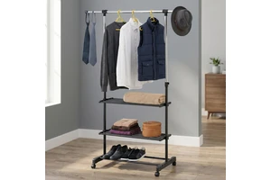 Modern Metal Coat Rack With 3 Shelves And Hooks Freestanding Storage For Bedroom Home Furniture