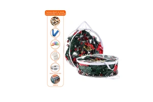 Christmas Wreath Storage Bag, Transparent Round Storage Bag, Christmas Festival Gift, Under the Bed Storage Bag