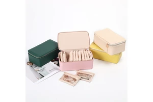 Large Capacity PU Jewelry Storage Box With 12 Separate Compartments And Zipper Closure For Makeup And Jewelry Storage