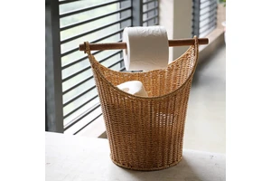 Creative Nordic Style Handmade Eco-Friendly Plastic Woven Storage Basket Multifunctional Design for Living Room 20-35L Capacity