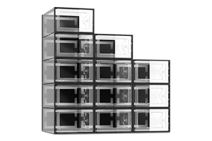 Large Stackable Clear Plastic Shoe Storage Box for Women Men Foldable Sneaker Container Holder Boots Organizer Entryway Rack