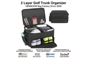 2 Layer Golf Trunk Organizer For Shoes Balls Car Organizer Trunk Travel Practice Golf Golf Locker Storage Bag