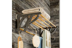 Storage Towel Rack Stainless Steel Single-tier Wall-mounted Rack Modern Sustainable Storage Shelf