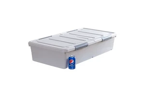 In-stock Wholesale Nordic Style PP Foldable Rectangular Under-bed Storage Box Flat Drawer-style Casters Dust-proof