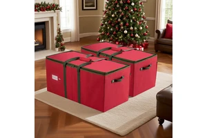 Durable Dustproof Dual Zipper Closure Folding Storage Box Holiday Christmas Ornament Decorations Container Household Usage