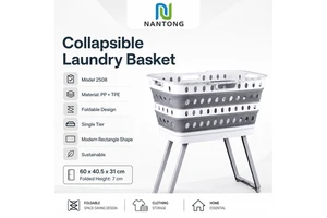 Foldable Laundry Storage Basket With Stand Large Capacity Hamper For Dirty Clothes Towels & Household Organization