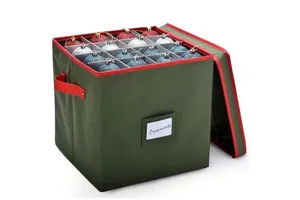 Modern 4-Tier Oxford Fabric Storage Box Lid Rectangular Foldable Design 64 Holiday Ornament Balls Christmas Organizing Solution