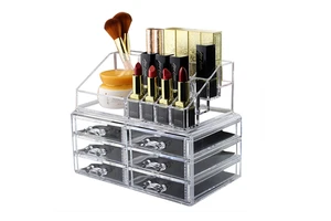 New Production Clear Acrylic Makeup Organizer with 3 Drawers Combination Cosmetic Storage Box Set Plastic Storage Boxes & Bins