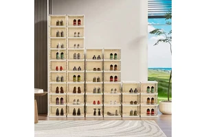Transparent Multiple Layers Plastic Shoe Storage Foldable Shoe Rack Plastic Shoe Organizer Box
