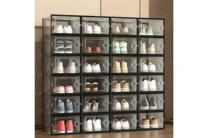 PP Plastic Transparent Foldable Dustproof Shoe Box Rack Cabinet for Dormitory and Household Storage
