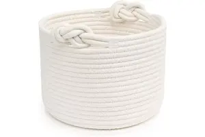 Nordic Modern Style Simple Cotton Rope Storage Basket Home Woven Stackable Fabric Storage Bucket For Children's Toy Storage