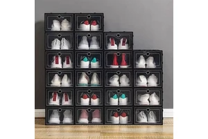 Plastic Shoe Storage Boxes Clear Dustproof Storage Stackable Organizer Box Transparent Flip Candy Color Storage Shoes Box