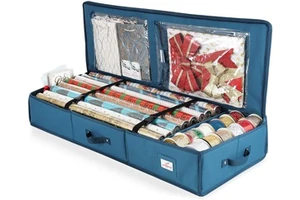 Christmas Gift Wrap Storage Organizer Multifunctional Holiday Accessory Box Folding Heavy Duty Polyester Fabric Custom Logo