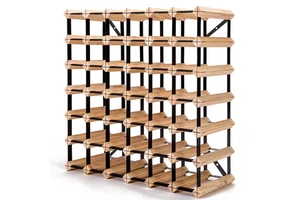 Floor Stand Metal&wood Wine Bottle Holder Display Organizer Cabinet&cellar Storage Custom Modular Stackabl Wine Rack Design