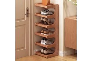 Simple Shoe Rack Multilayer Bamboo Wood Design For Home Dormitory Entryway Storage Organization