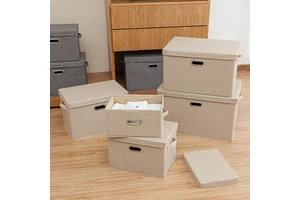High Quality Rectangular Fabric Storage Box With Lid Sustainable Clothing Office Organizer Bin For Hotels Closet Shelf Cabinet