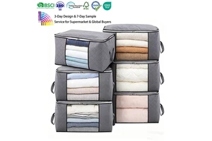 Breathable Wardrobe Organizer Bag with Handle Clear Window Non-woven Clothes Storage Bags