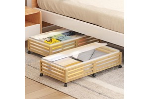 Bamboo Large Capacity Removable Drawer Storage Container Bins Durable Clothes Toys Organization With Wheels Under Bed Storage