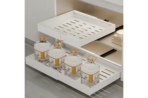 Expandable Heavy Duty Space Saving Adhesive Pull-Out Basket Kitchen Sliding Pull Out Cabinet Organizer