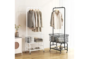 Clothes Hanger Coat Rack Floor-to -ceiling Movable Multi Function Storage Wardrobe Clothing Drying Racks