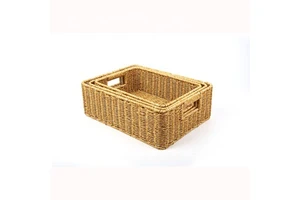Plastic Woven Storage Basket Set Bathroom Basket Bedroom Organization