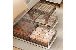 Organize Your Space: SpaceSaving Foldable Storage Box with Cover Perfect for Under Bed Use