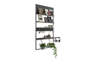 Modern Design Space - Switchable Wall Hanger Aluminum Multifunctional Wall-Mounted Storage Rack with Shelf for Home&Balcony