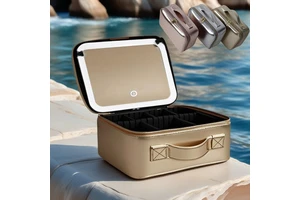 Large LED Mirror Travel Cosmetics Toiletry Bag Cosmetic Bags for Makeup Tools and Makeup Brushes