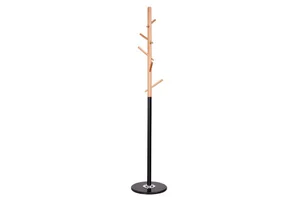 Metal and Wooden Coat Rack with Hook for Hanging Clothes Hats and Other Items