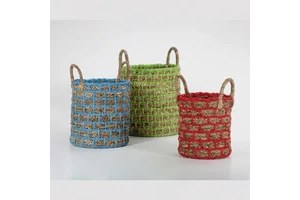 High Quality Colorful Woven Water Hyacinth Basket Eco-friendly Storage Basket for Home or Garden Decoration Wholesale From Vietn