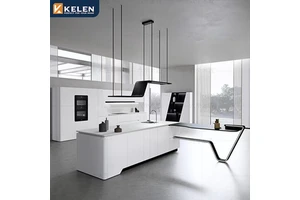 Kelen 2026 Cabinet Kitchen Islands High Gloss Lacquer Modern Modular Supplier Design White Marble White Kitchen Wall Cabinets