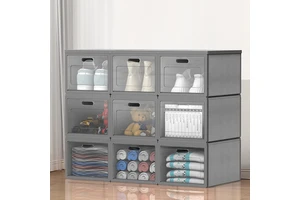Authentic 3 Tier Foldable Shoe Storage Box No Assembly Needed 30s Quick Setup Stackable Fabric Plastic Shoe Organizer with Door