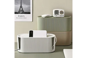 Cable Management Box Plastic Wire Storage Container and Power Strip Wire Organizer