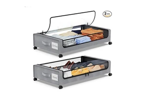 Light Luxury Removable Wheels Under-Bed Storage Box Dust-Proof Rack for Clothing Shoes and Socks Household