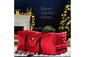 Durable Red Christmas Tree Storage Bag with Wheel and Handle Factory-Sold for Living Room Use