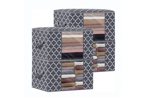Foldable Clothes Storage Bag with Clear Window Eco-friendly Durable Clothing Organizer for Wardrobe