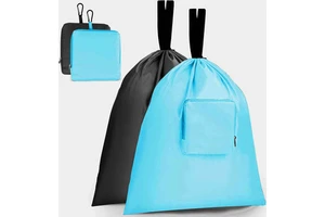 HSO36 Foldable Drawstring Travel Laundry Bag Square Storage Bag Washable Dirty Clothes Pouch with Carabiner Handle Wholesale